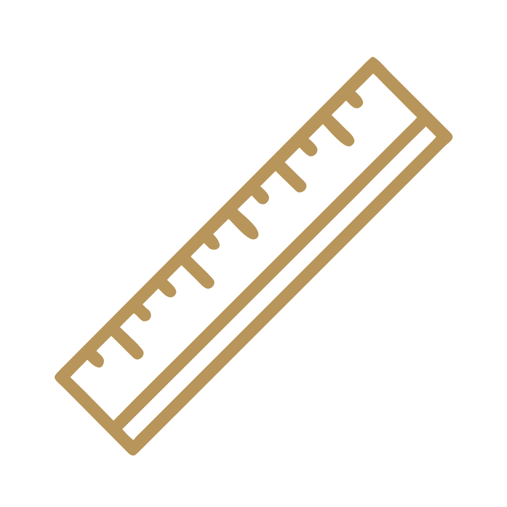 A brown illustrated ruler on a black background, showing measurements in inches.