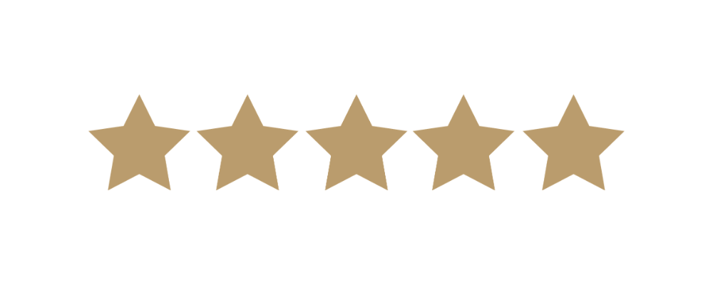 Five gold stars with a black background.