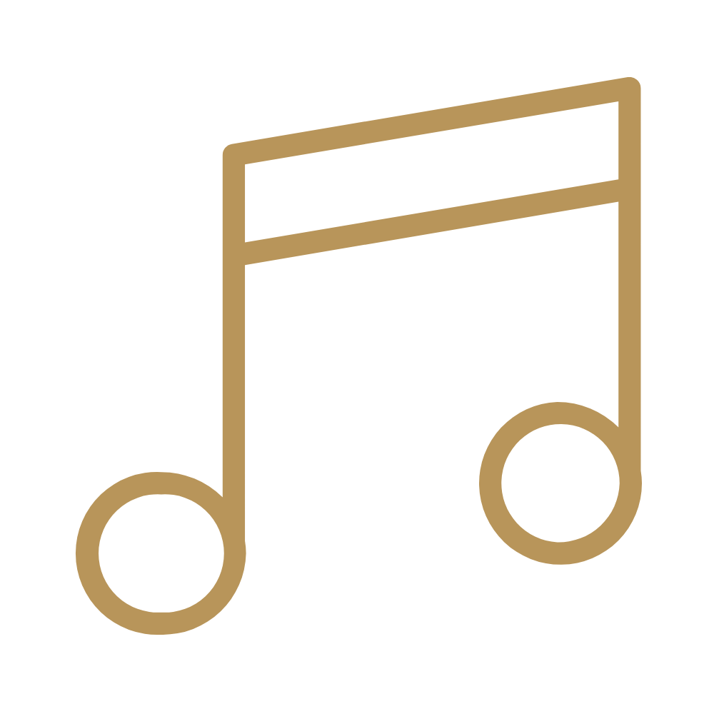 gold musical note icon on black background