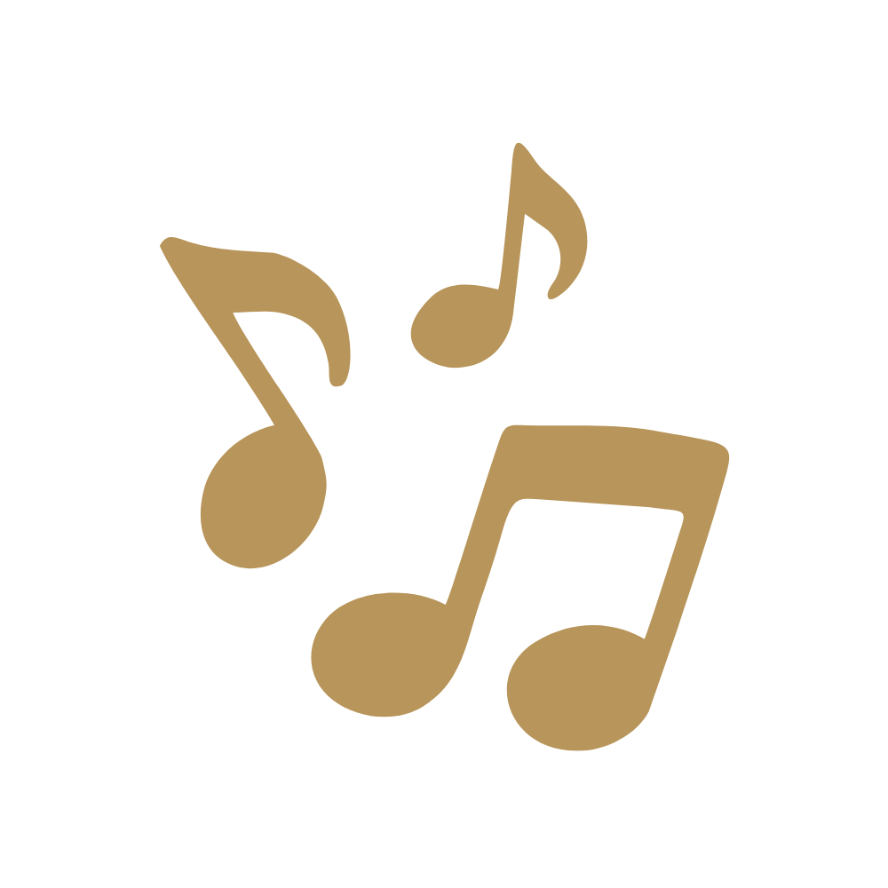 gold musical notes on a black background