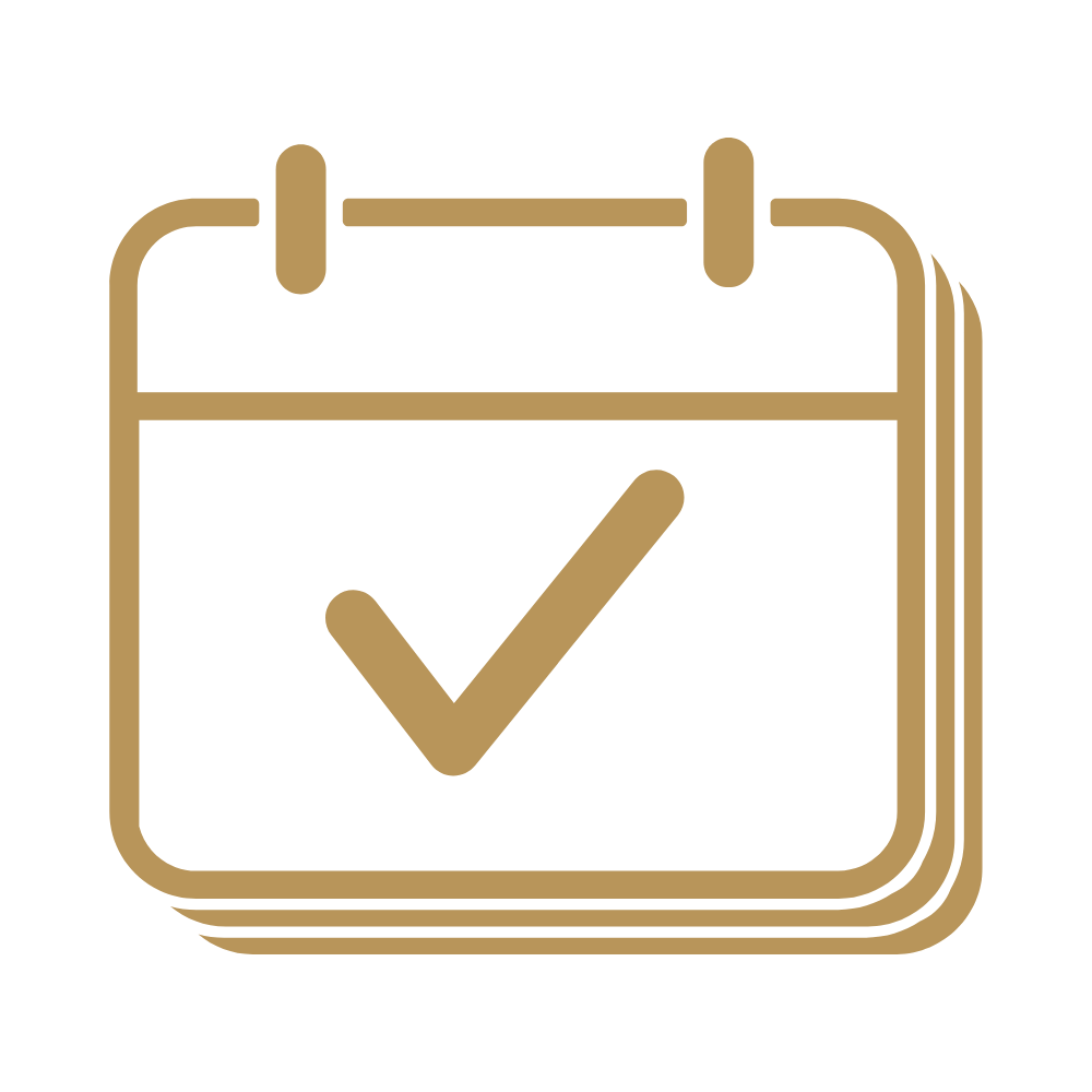 Icon of a calendar with a check mark indicating an upcoming or completed event