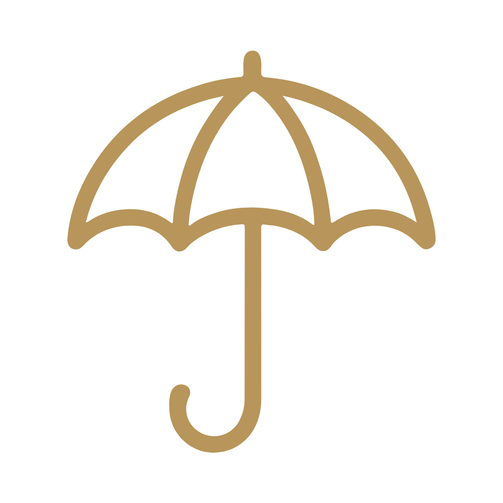 Brown outline of an umbrella.