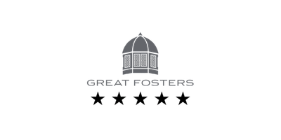 The Great Fosters logo featuring a silhouette of a traditional stone observatory dome and the text 'GREAT FOSTERS' underneath.