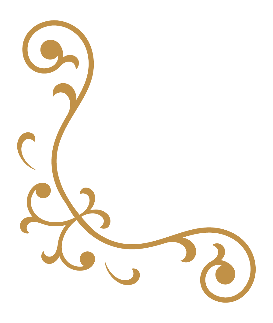 Goldene, elegante, detailreiche Verzierung in der Ecke eines schwarzen Hintergrunds.