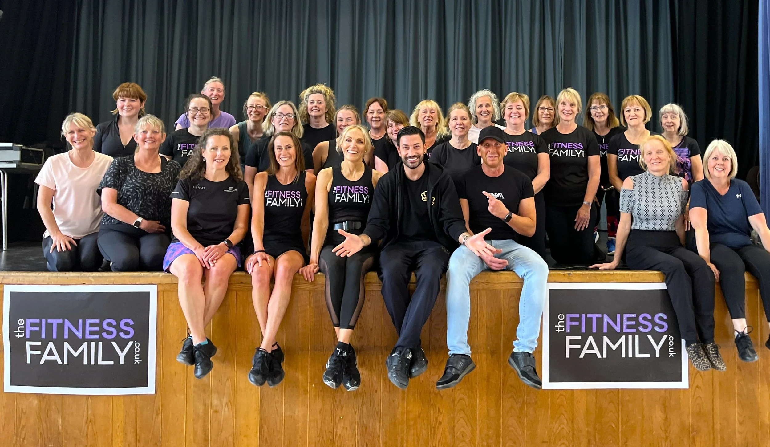 Some of the members of The Fitness Family with GIovanni Pernice visiting to teach a dance fitness class based on Latin and Ballroom styles