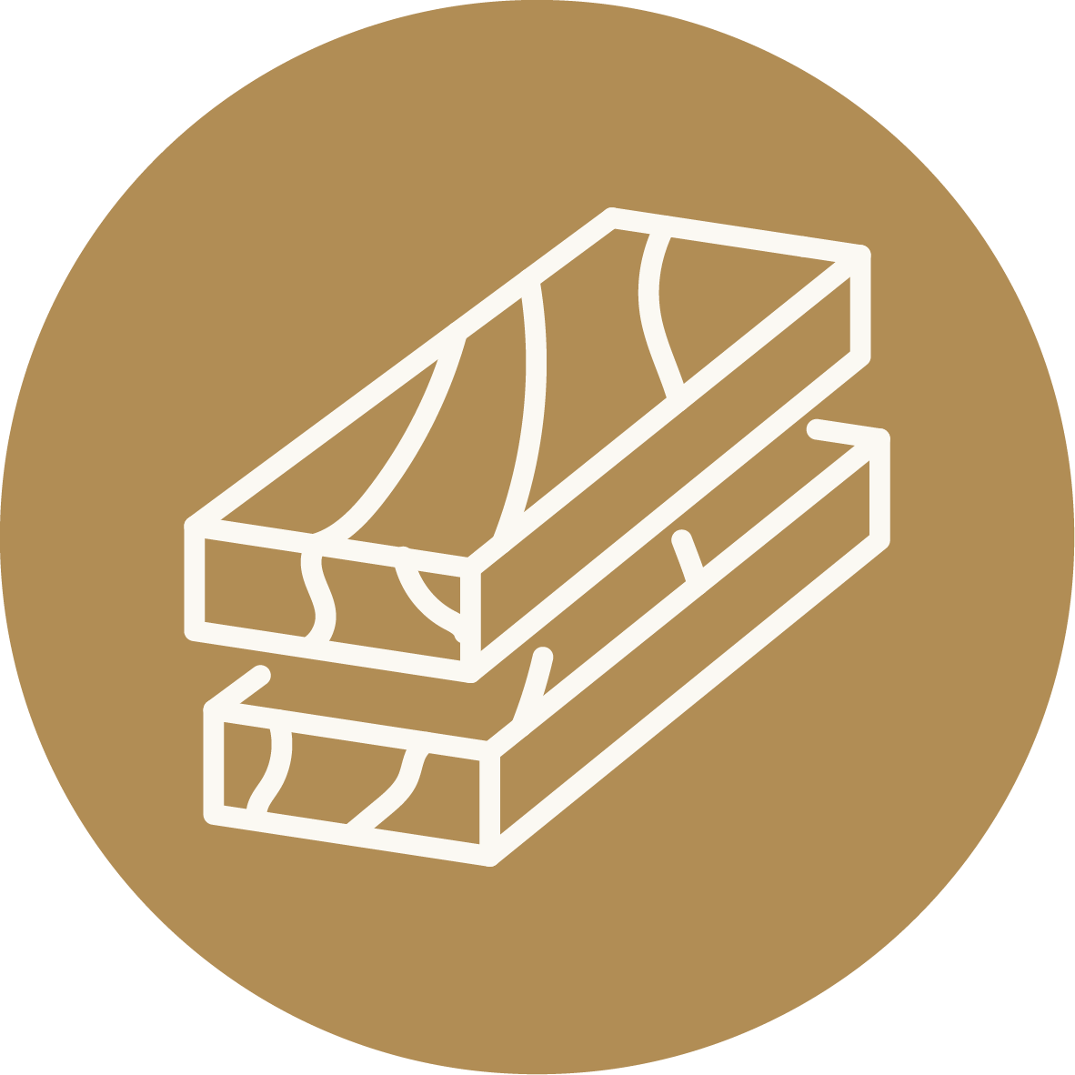 Outlined icon of two stacked soap bars on a brown circular background.