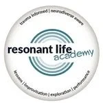 Resonant Life Academy logo with circular text surrounding a stylized spiral design.