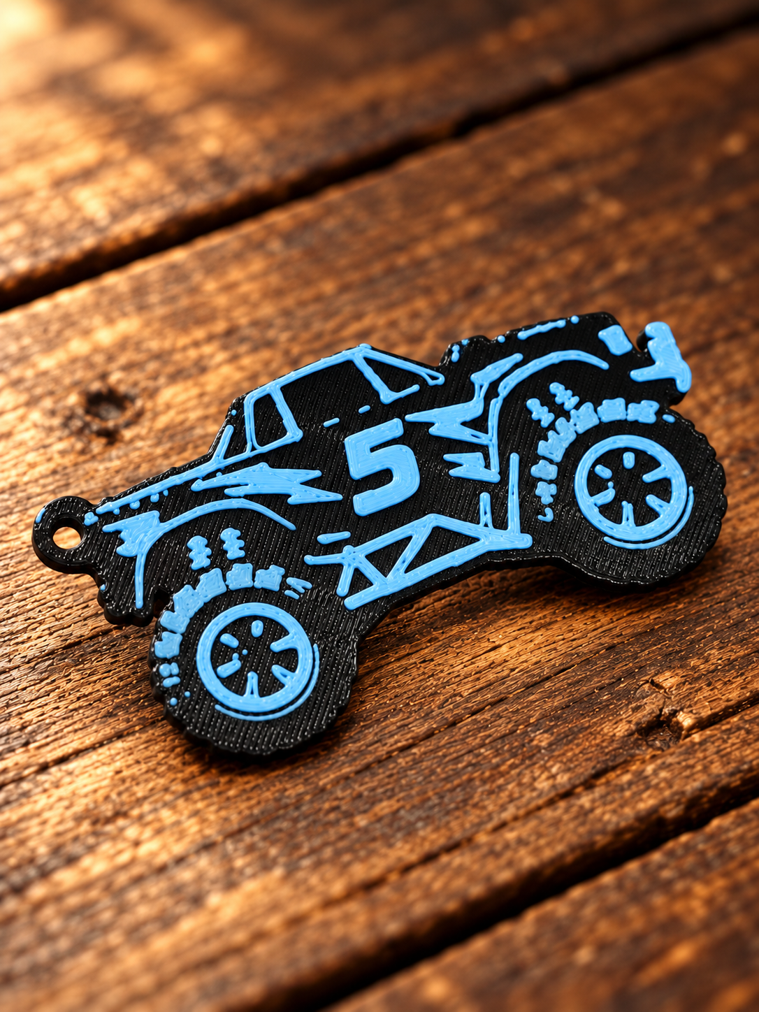 3D-geprinte monstertruck sleutelhanger met cijfer | 10 stuks