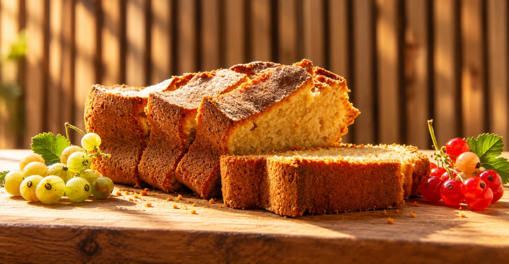 Cakeplakken op een houten plank met druiven en besjes