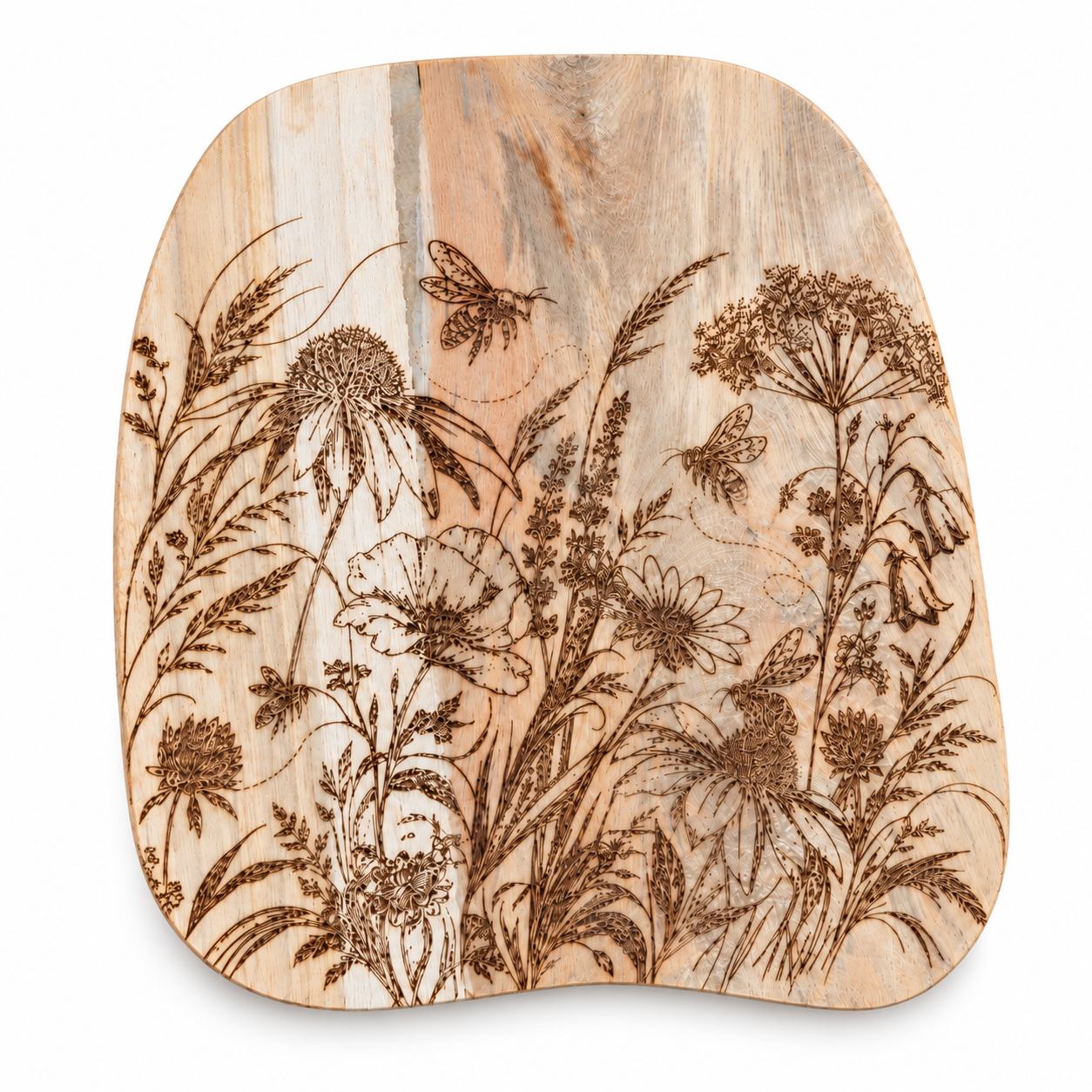 Botanische Wandkunst WIld FLowers Hout gegraveer door MJP Fotografie  productfoto.png
