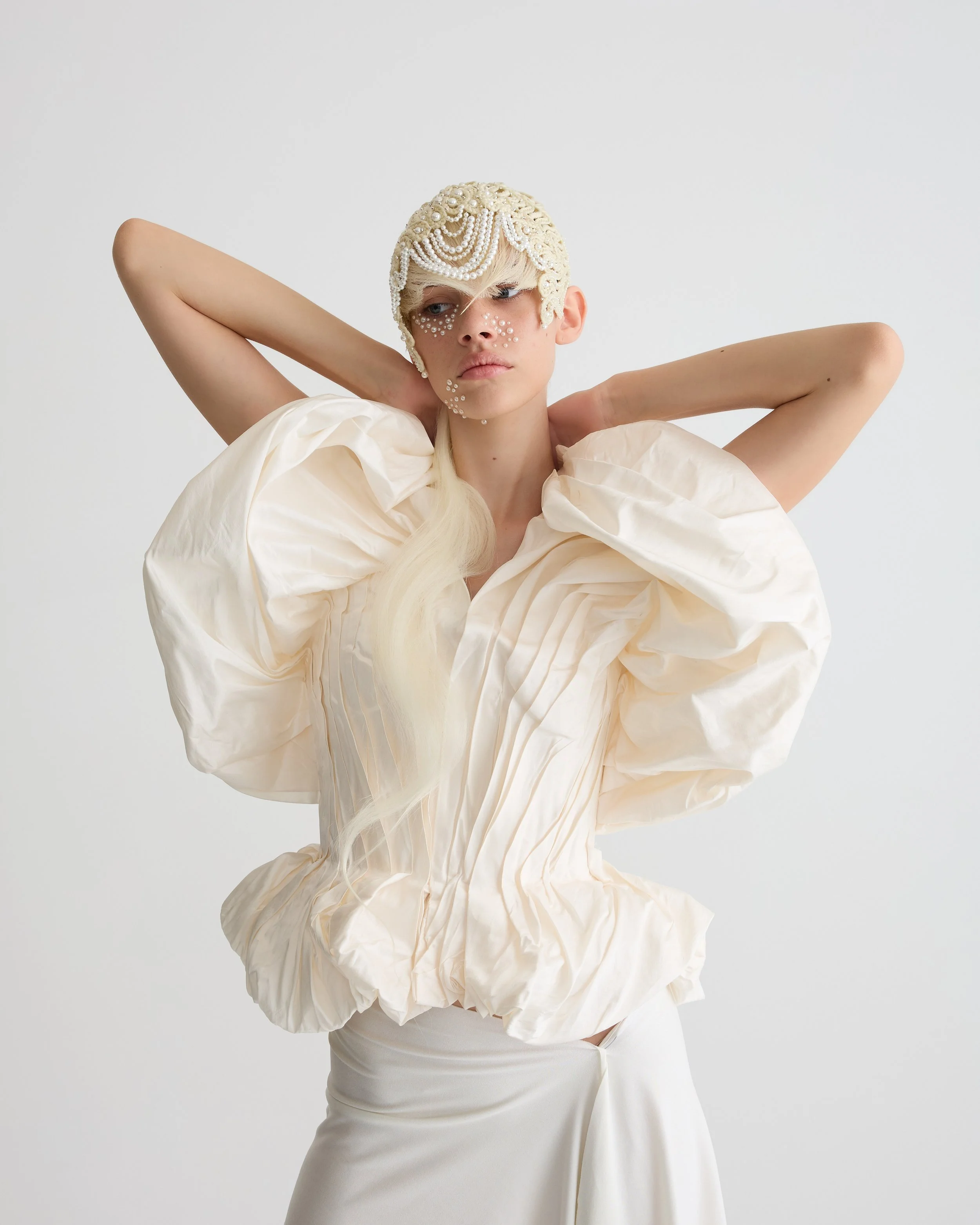 Editorial avant-garde hair with pearls, KATYA Sydney