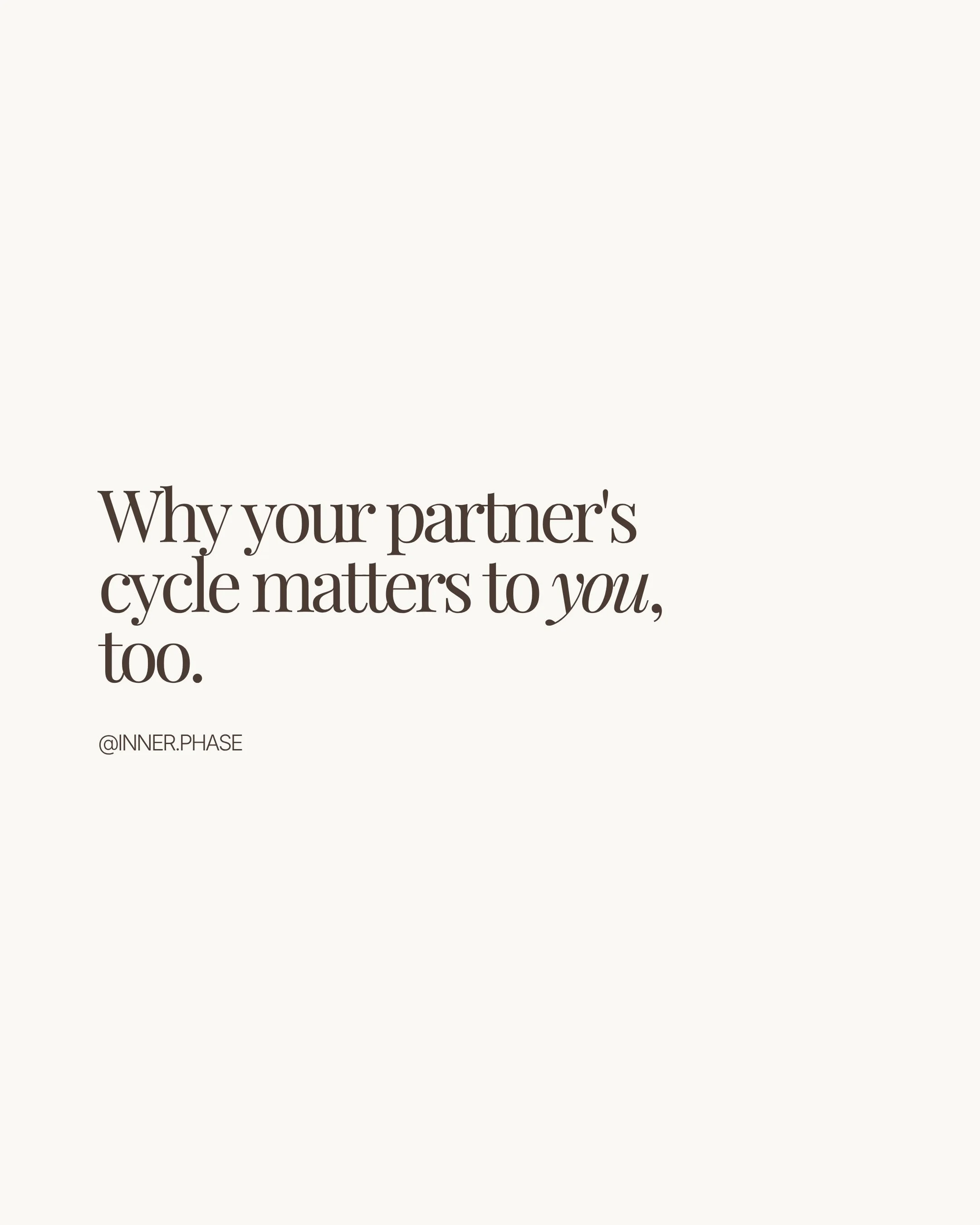 Her cycle isn&rsquo;t hers to manage alone.

Her hormones shift across the whole month, not only during her period, and that can influence her energy, sleep, libido and mood. How strongly differs from woman to woman, and on hormonal contraception thi