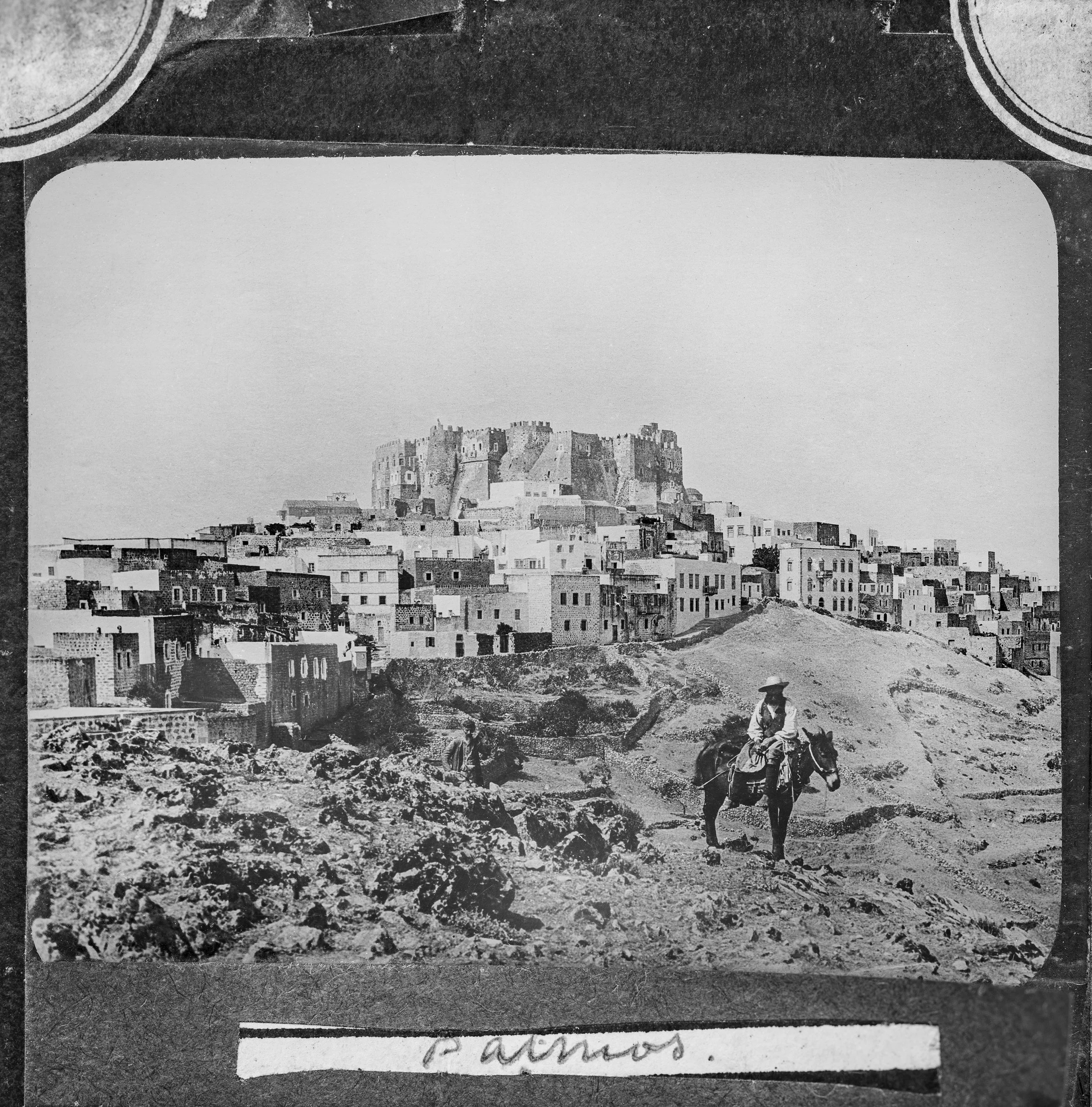Harbour of the Soul. Village of Hora, Patmos, circa 1890. A glass plate photograph rephotographed on a light box.