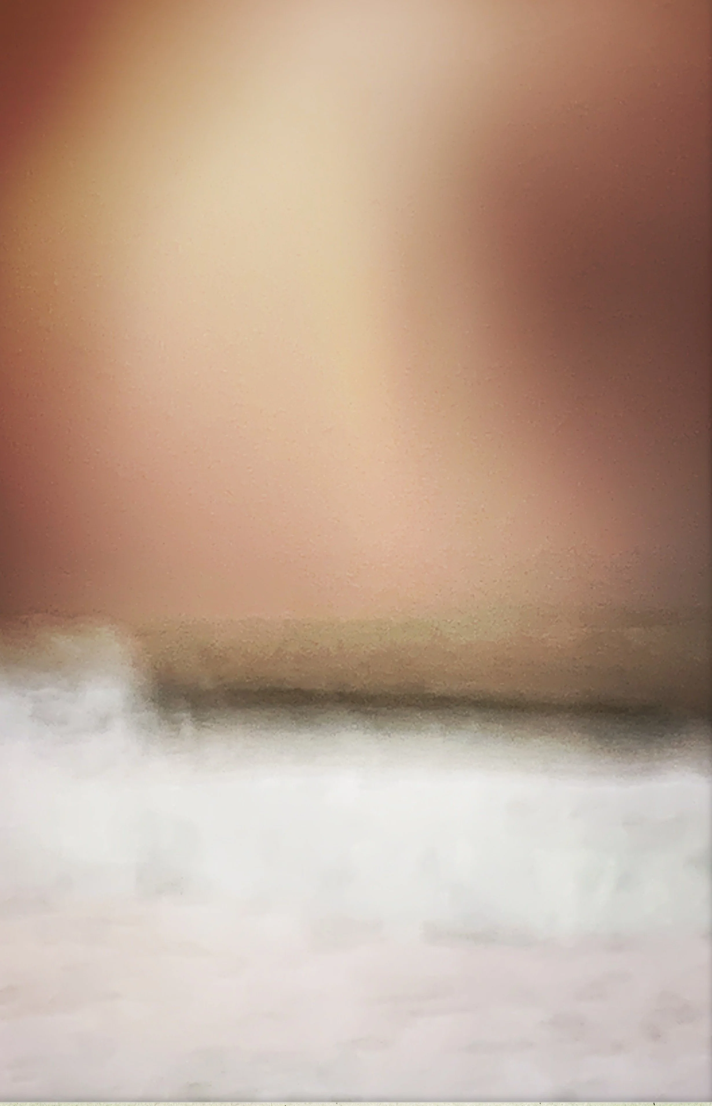 At the Edge of Light, Fire Island. Rose and amber sky above a dark line of sea and pale surf.
