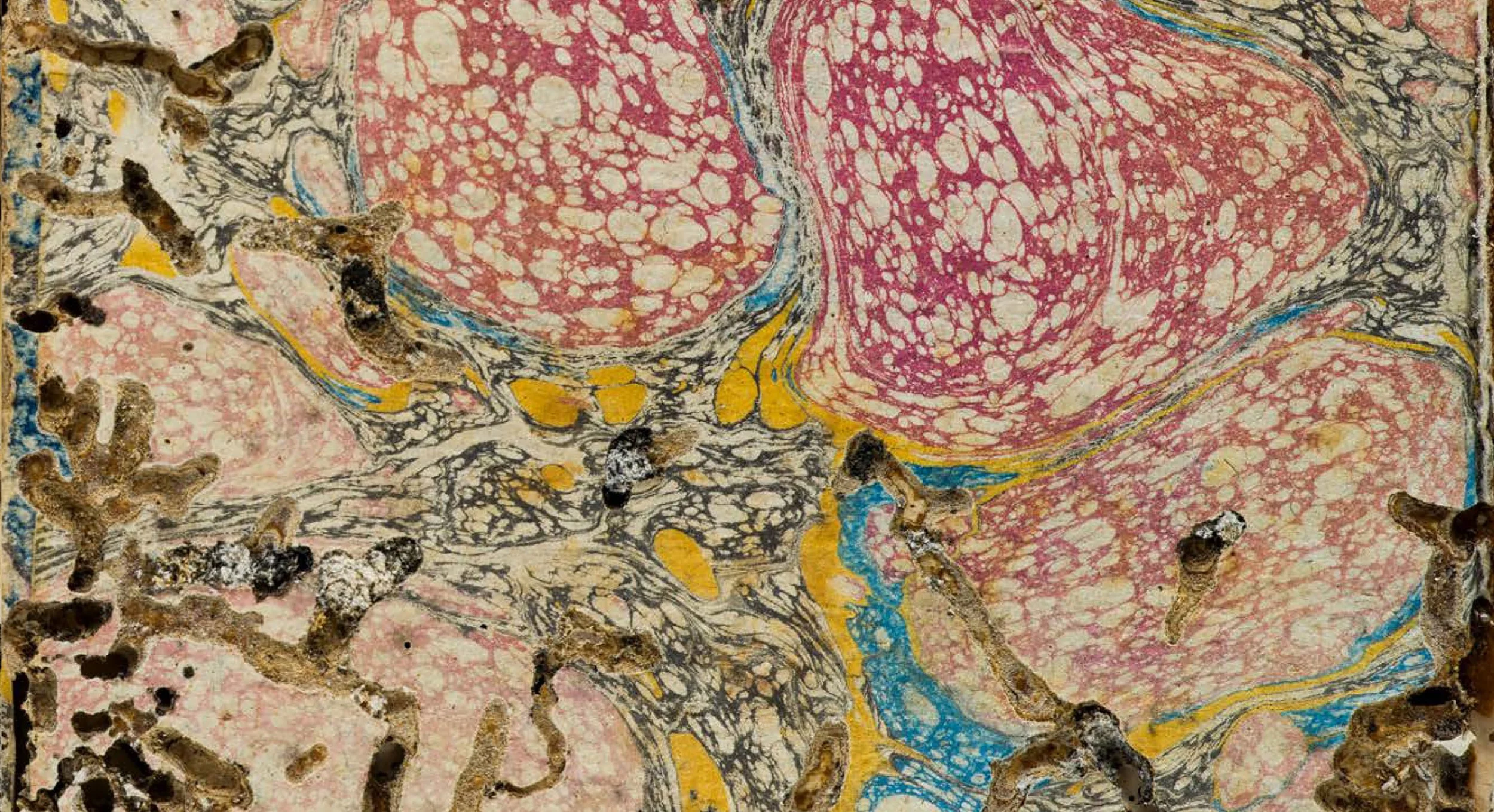 Harbour of the Soul. Marbled paper. Endpapers from Travels of the Young Anacharsis in Greece, Vienna 1819, from the library's own collection.