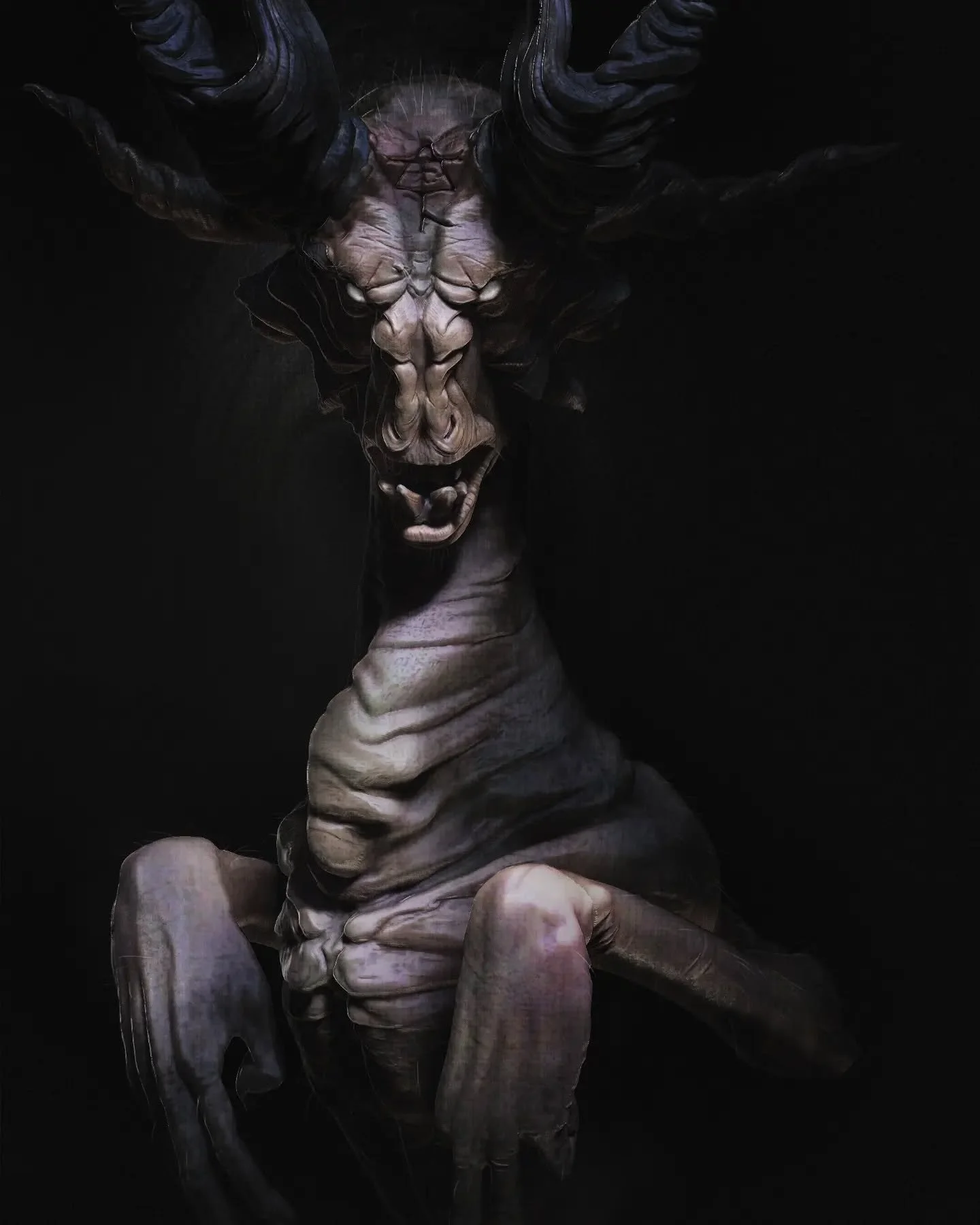 Evil demon dood for my current creature class with Ehsan Bigloo 
@cdwstudios. 

Inspired by my creepy hallway at the family home. Pretty happy with it. I'm looking forward to giving it some gnarly kangarooesqe pins.

#creature #characterdesign #creat