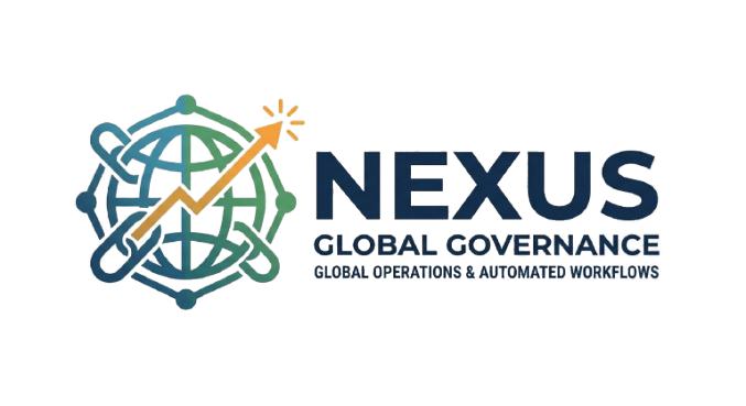 Nexus Global Governance logo with a globe connected by lines and an upward-pointing arrow.