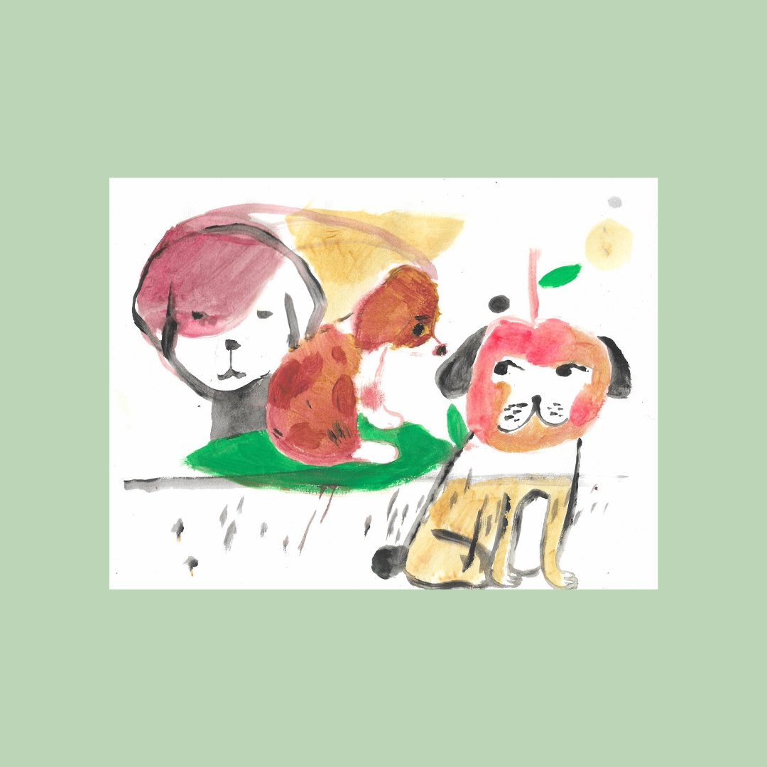 Triple Apple Dog Postcard