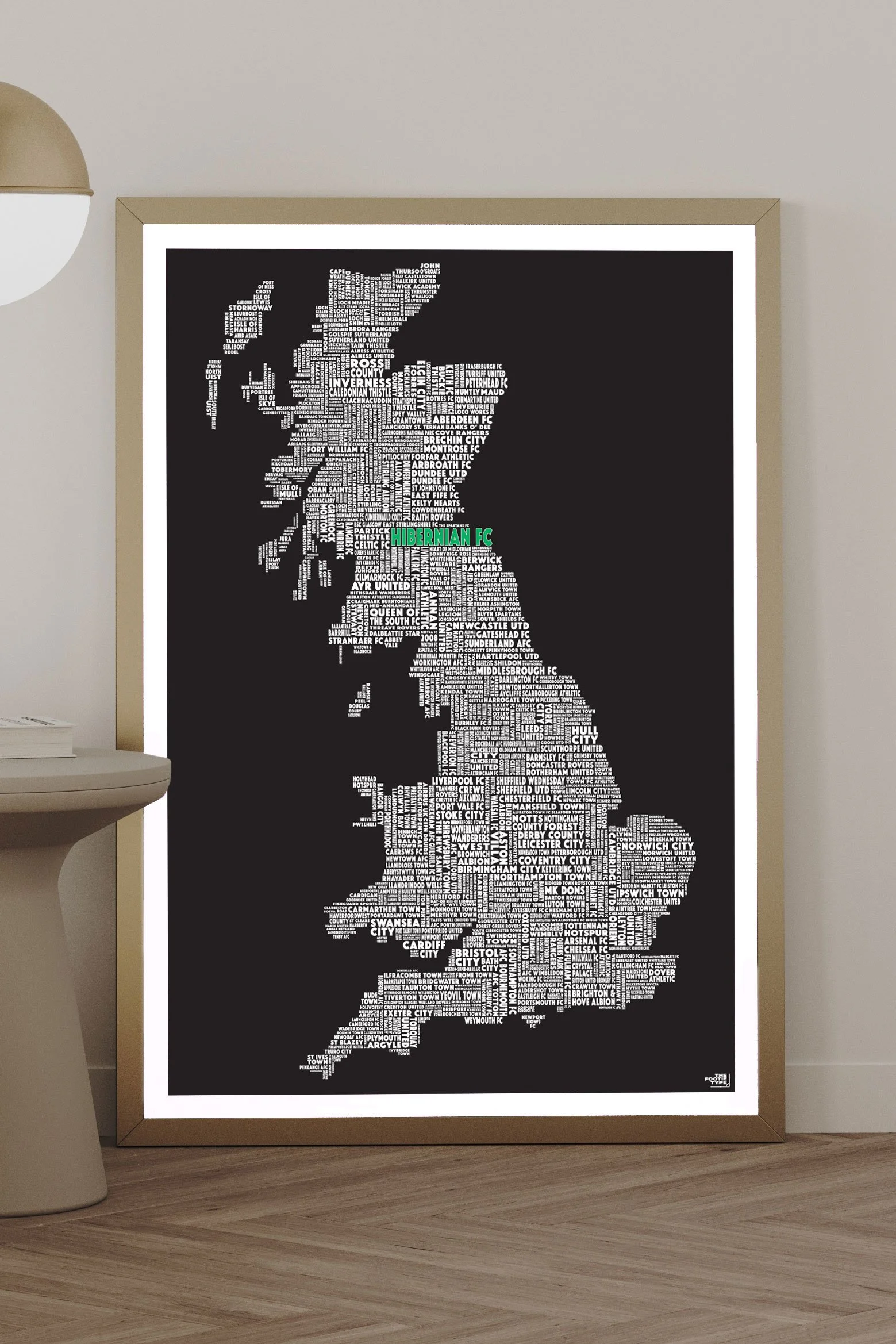 We design and sell football prints crafted from typography! The perfect print for the football fan in your life. Hibernian FC highlighted.