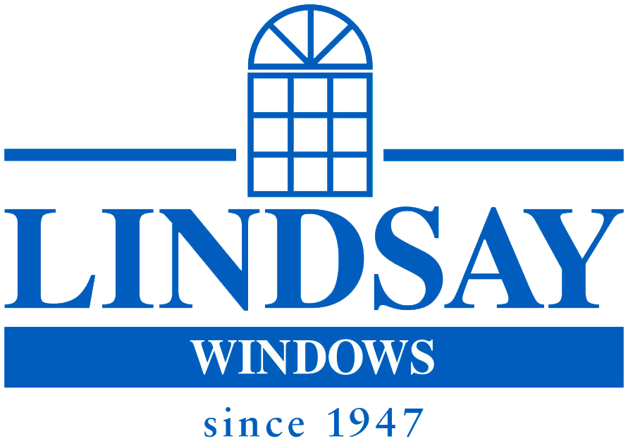 Logo for Lindsay Windows featuring a stylized window with an arch and panes, with the company name and 'since 1947' beneath.