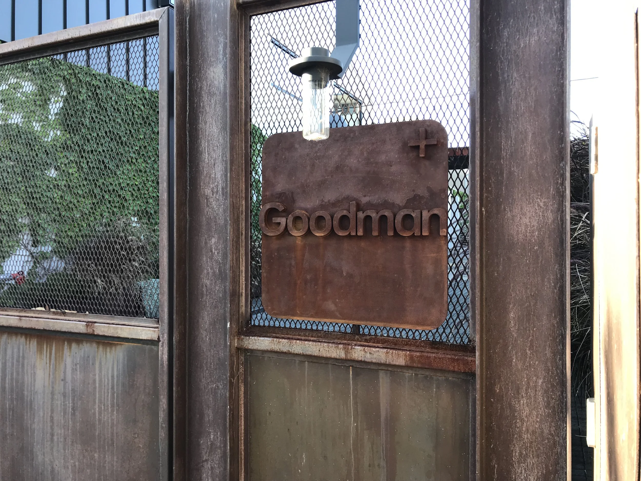 Goodman Estate Gate Logo - Corten finish