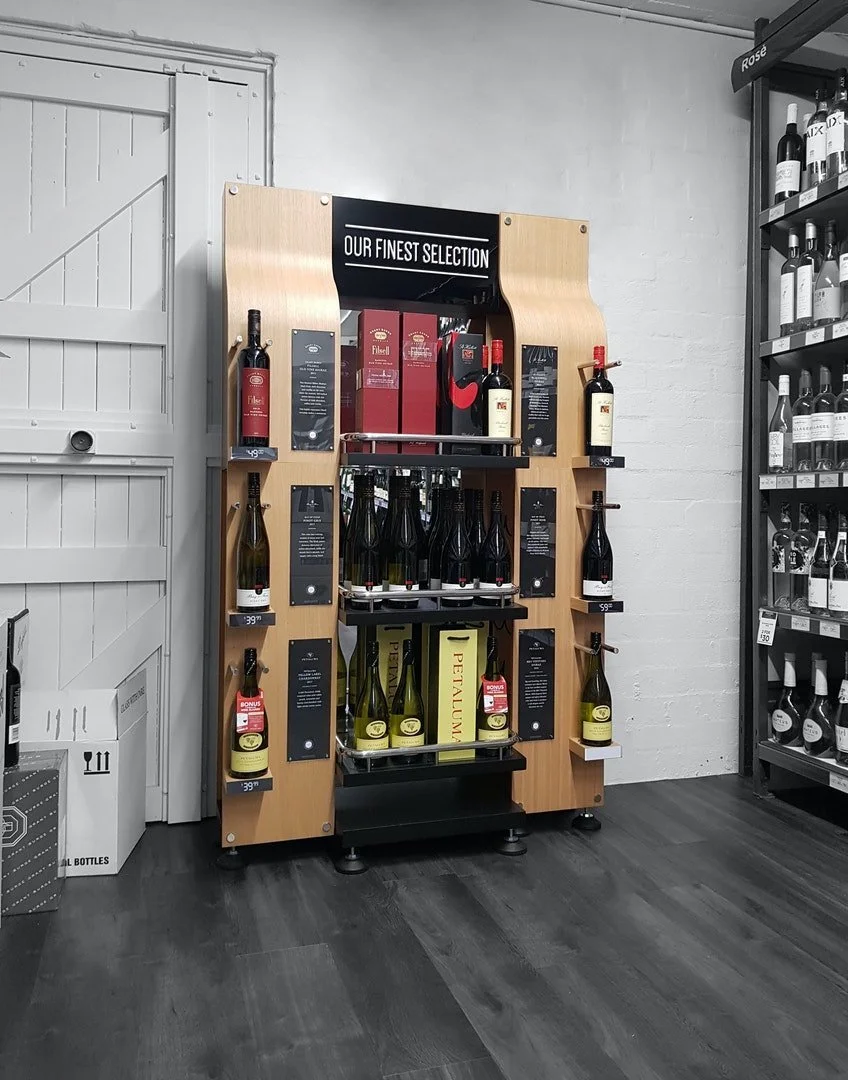 Wine bottle profiled permanent display - Accolade Wines