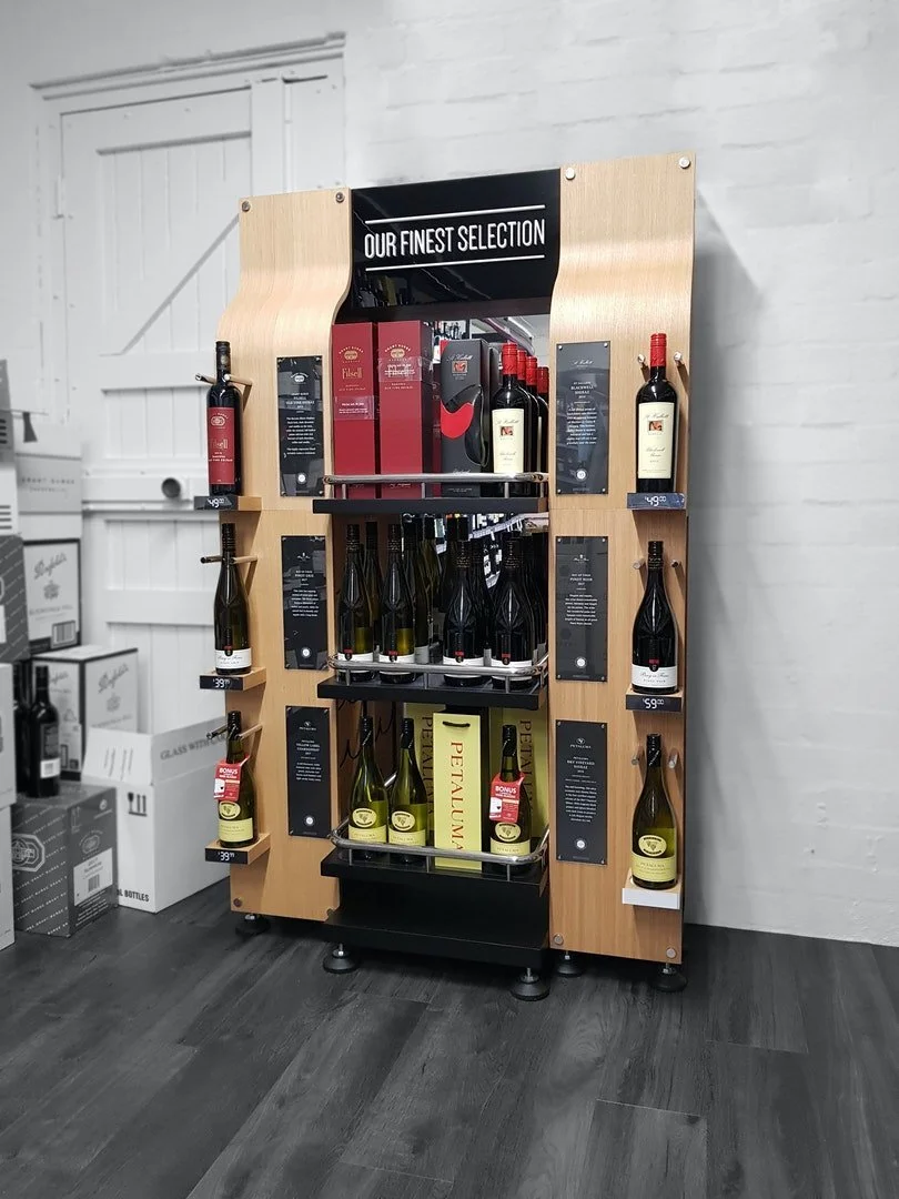 Wine bottle profiled permanent display - Accolade Wines