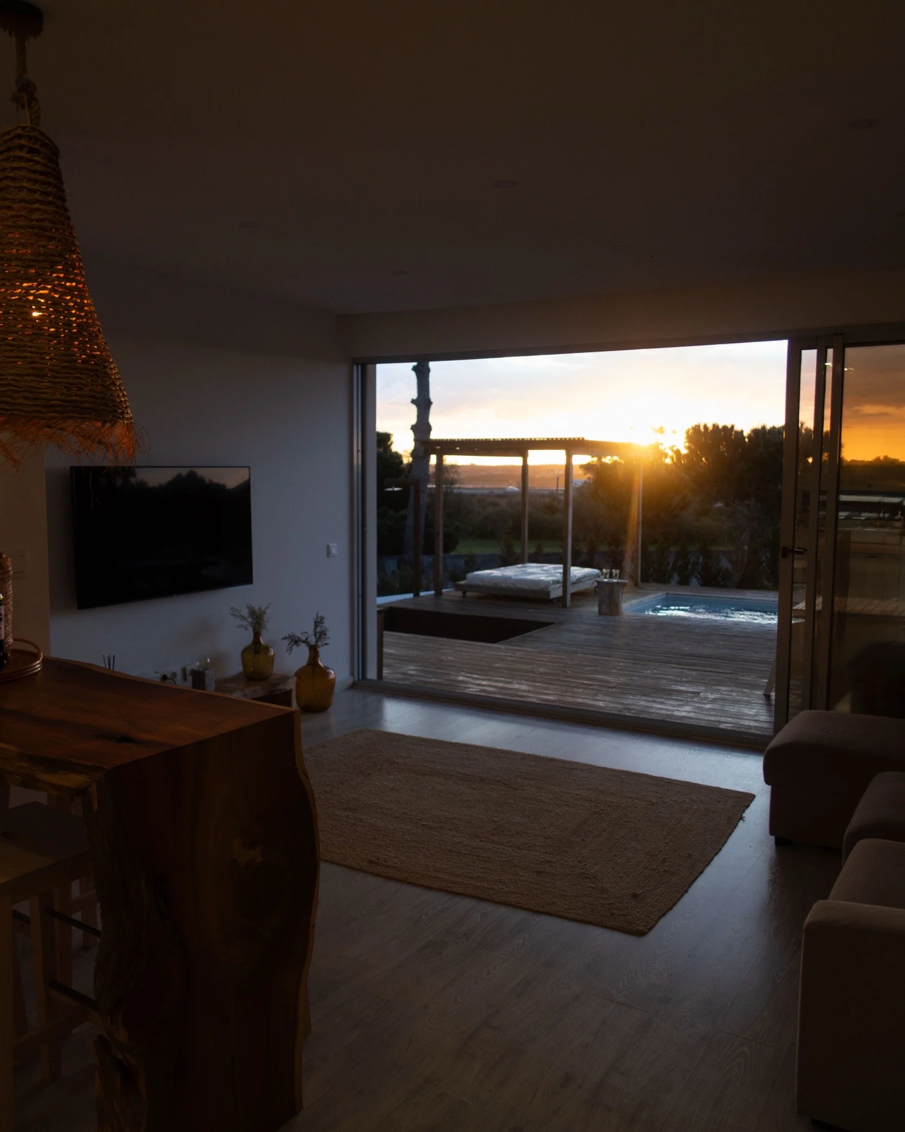 Living room at sunset