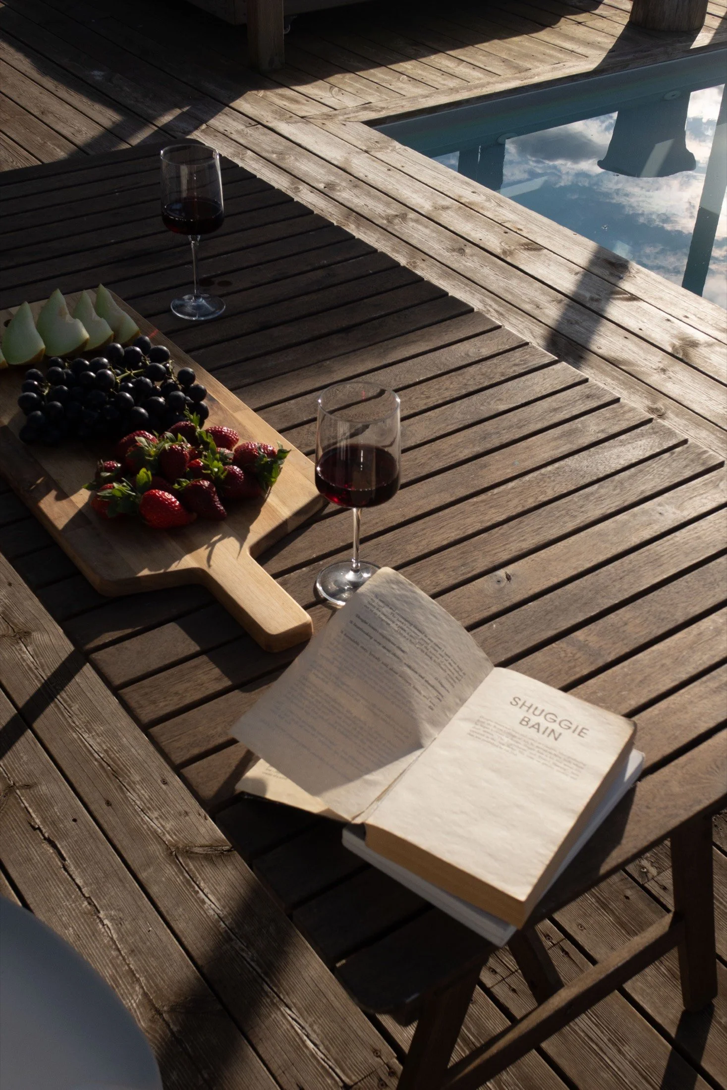 Wine and fruit on the deck