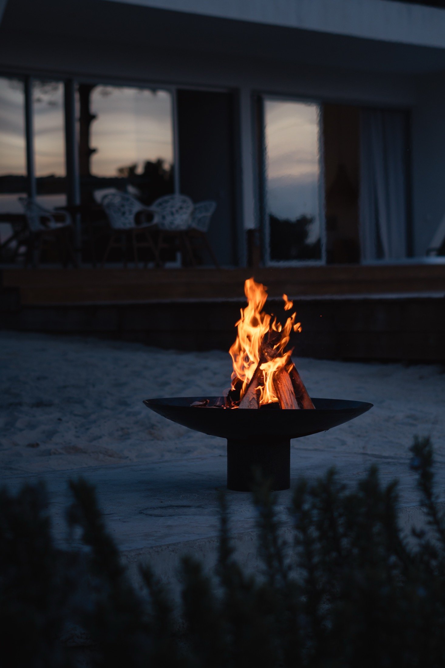 Fire pit after dark