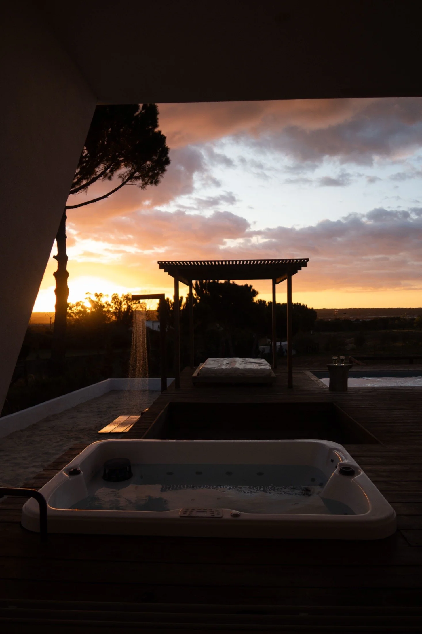 The jacuzzi at sunset