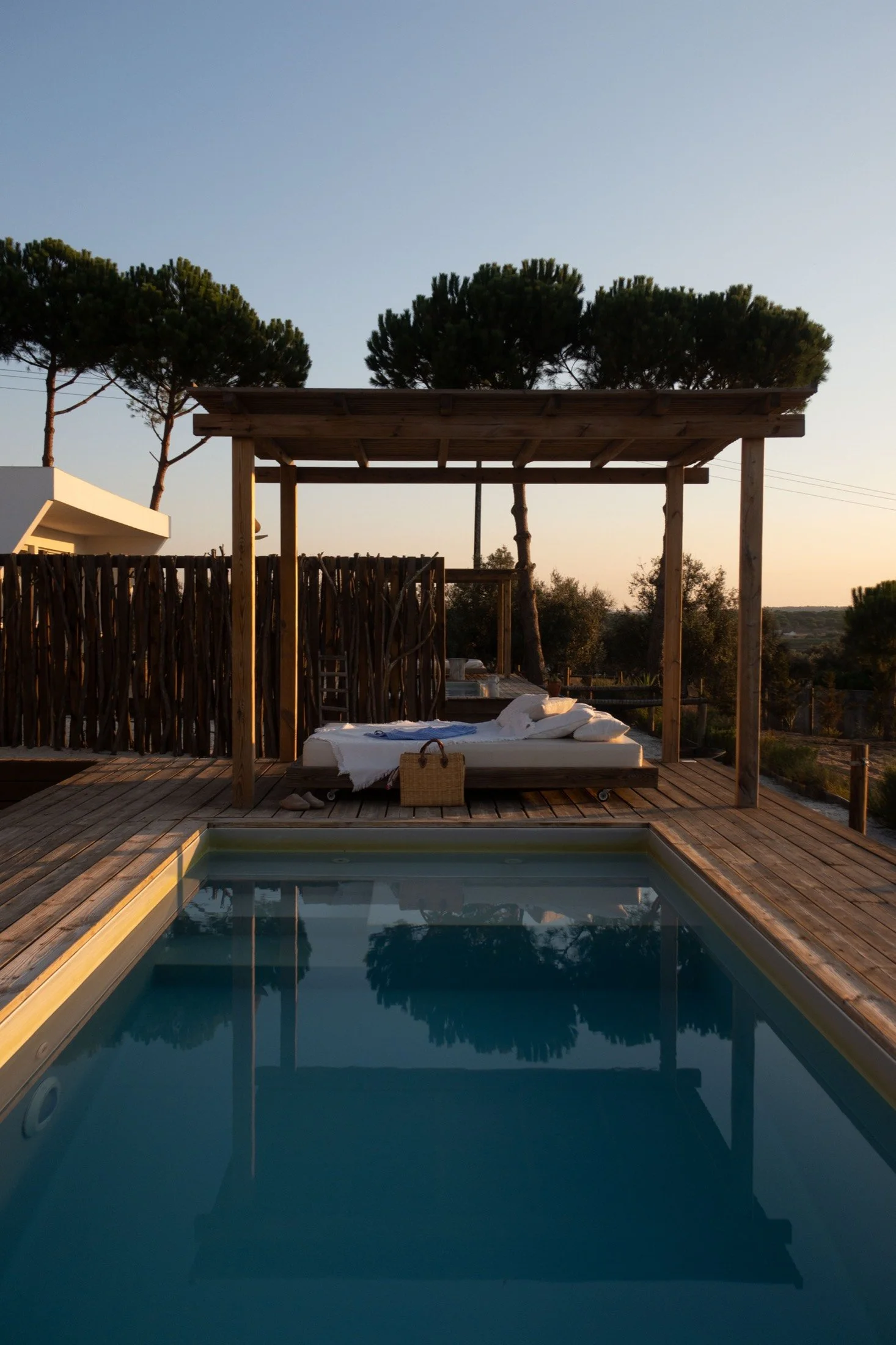 Pergola daybed over the pool