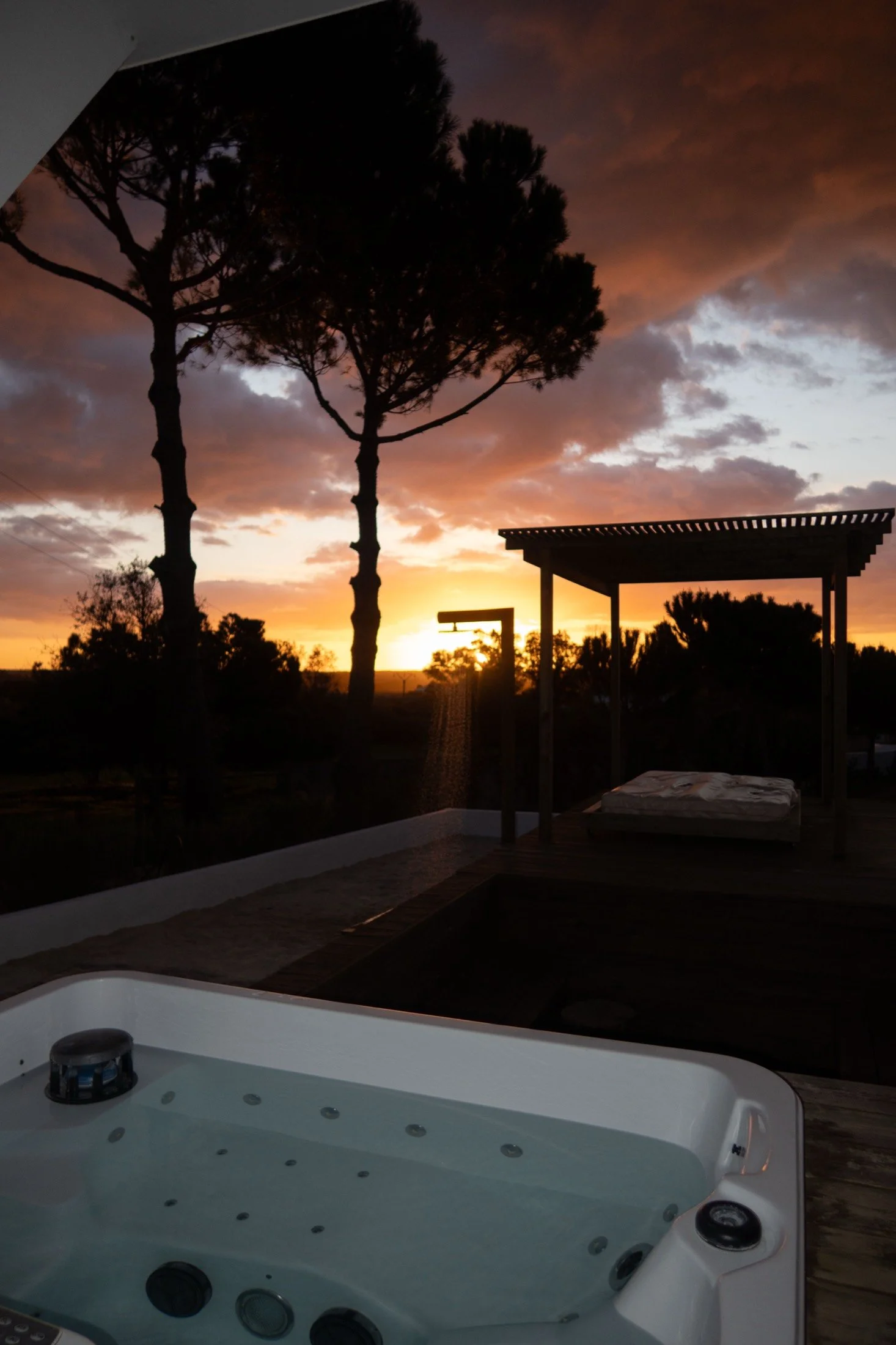 Evening sky over the jacuzzi