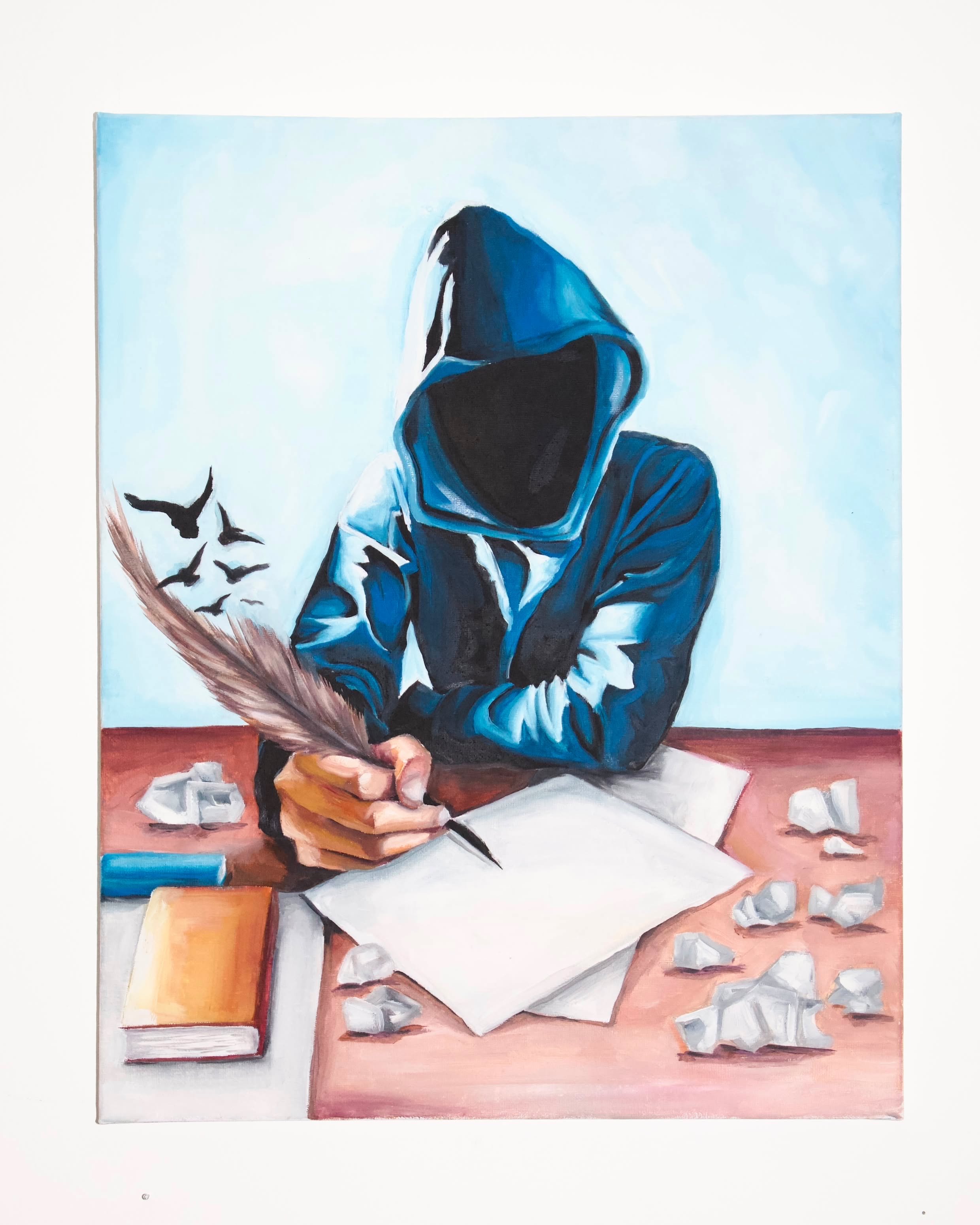 'The Next Draft', original A2 oil painting
