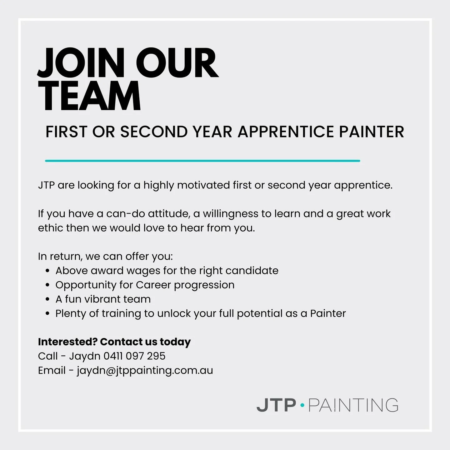 Ready to add to our amazing team. Come and be apart of an awesome team, learn the trade properly and become a great tradesperson 👌🏻
