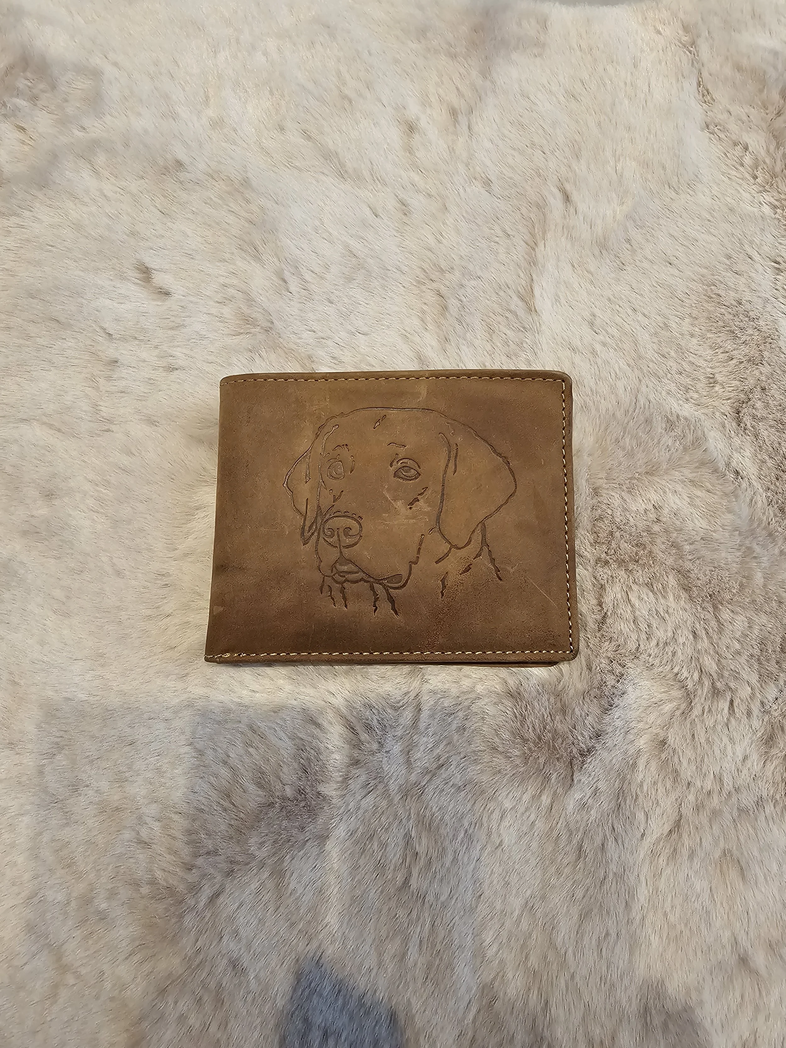 Horizontal - Portefeuille en cuir avec gravure Chien