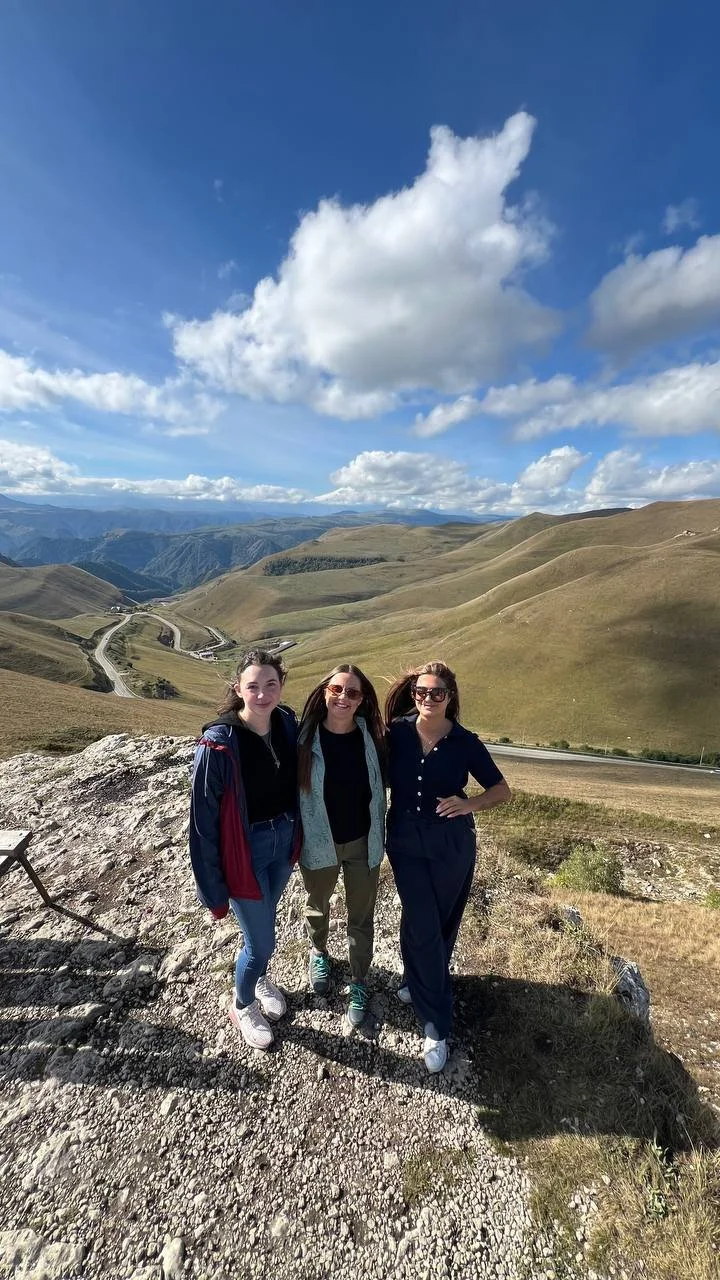 Group trip travellers in the Caucasus region, Russia