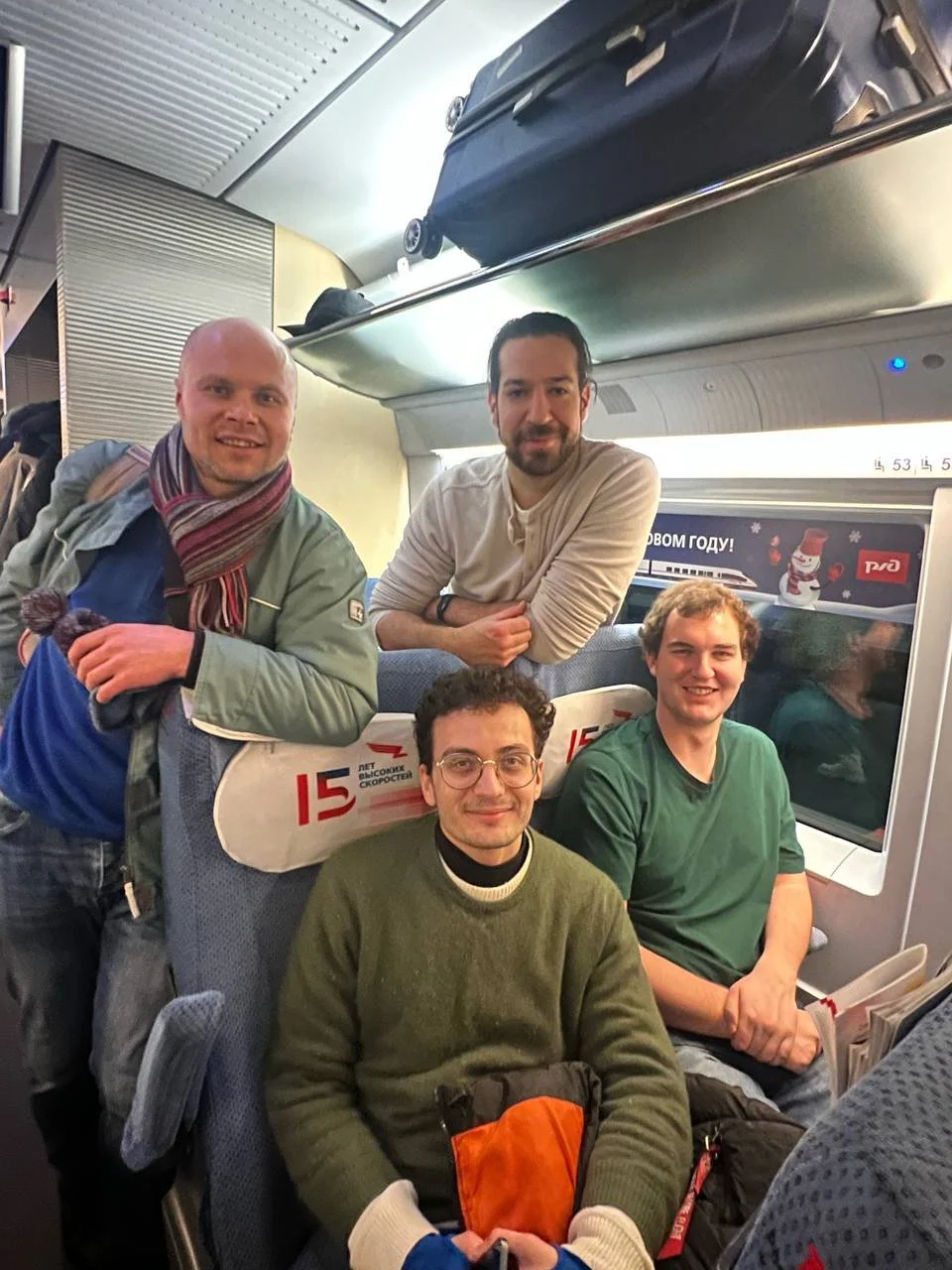 Travellers on the train to Moscow, Russia