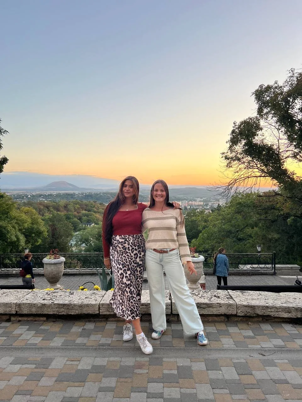 Travellers at a viewpoint in Pyatigorsk, Caucasus region