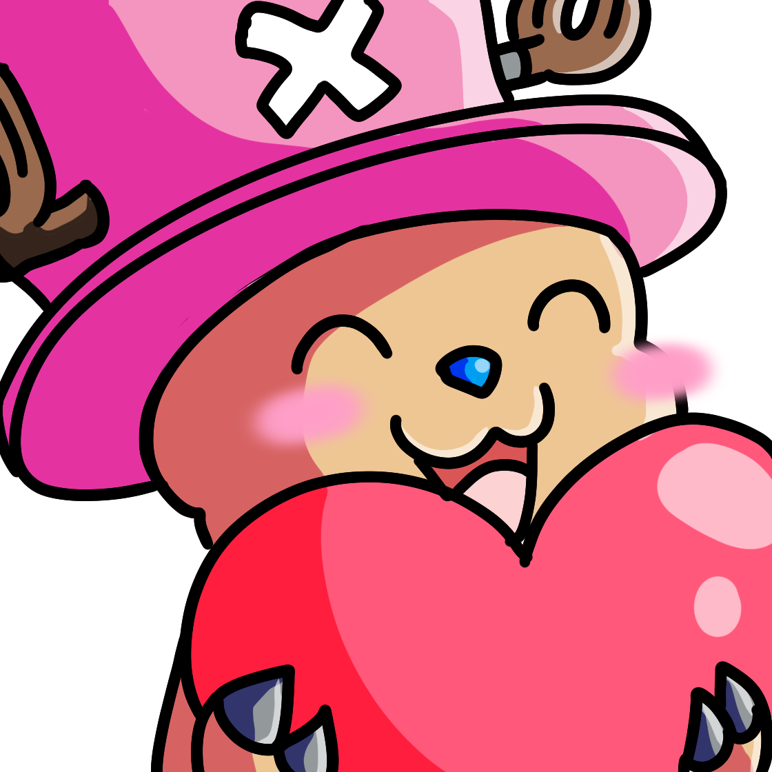 A cartoon bear character wearing a pink hat with a white cross and pink bow, smiling and hugging a large pink heart.