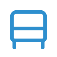 Icon of a bed with a blue outline