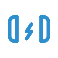 Logo with the letters D and D separated by a lightning bolt