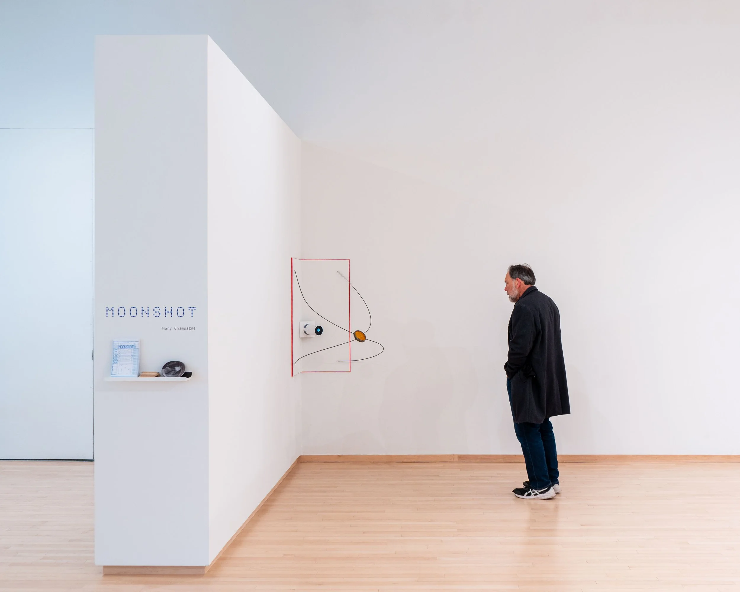 Installation view of  MOONSHOT  (2026). 
 
Image courtesy of Priya Vaswani