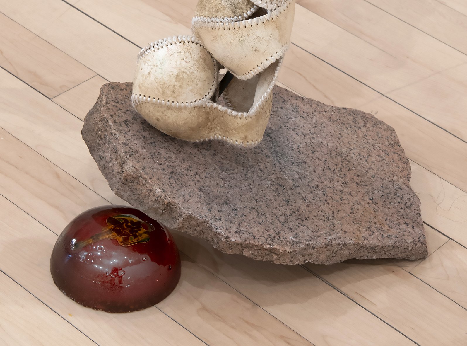   Spine —   Leather, silk, granite, steel, bearing balls, pine rosin, Darth Vader house key
 
Image courtesy of John Carlano