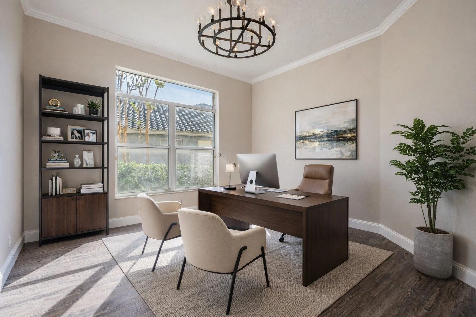Home office virtually staged
