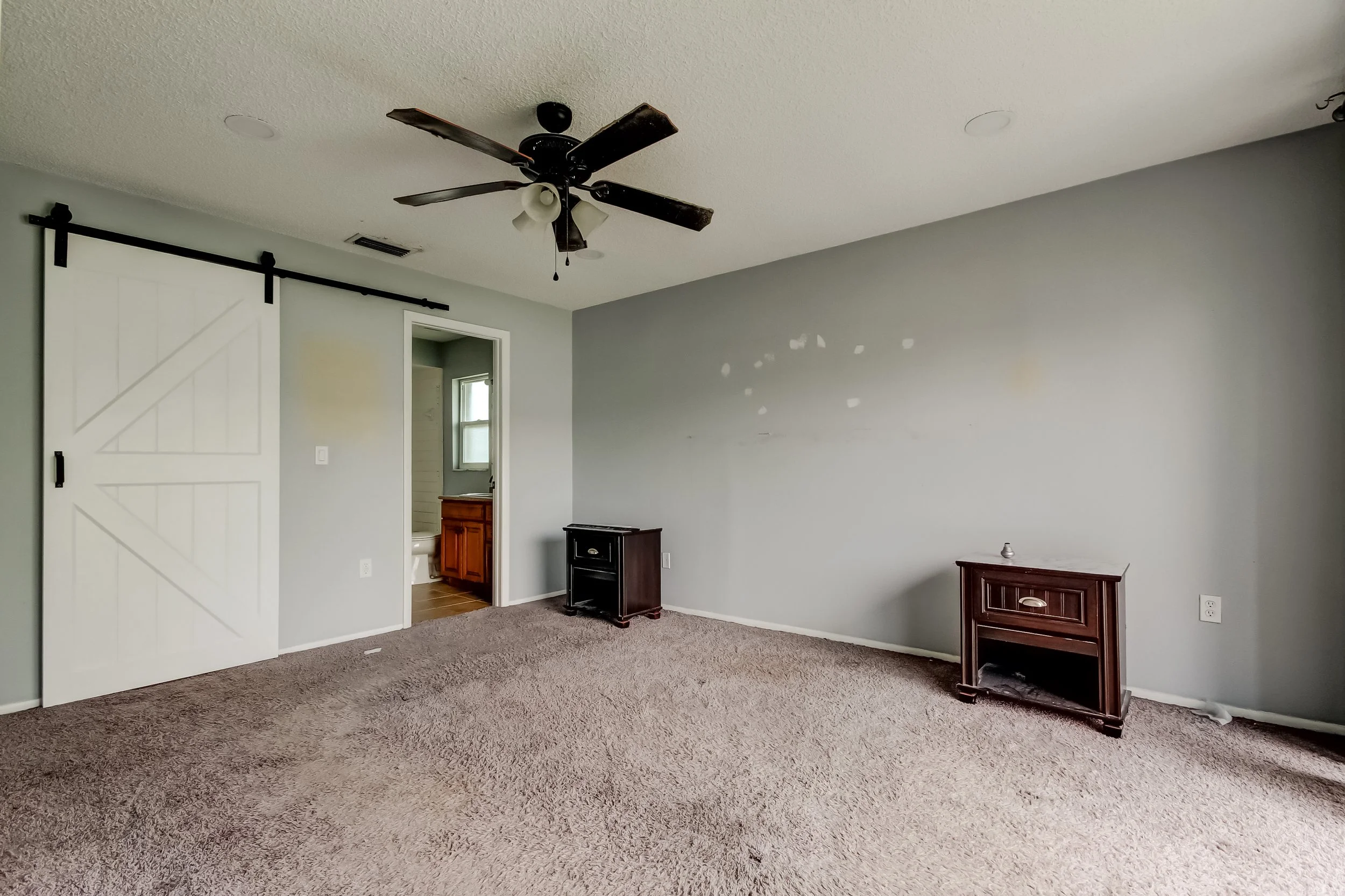 financially distressed bedroom partially furnished