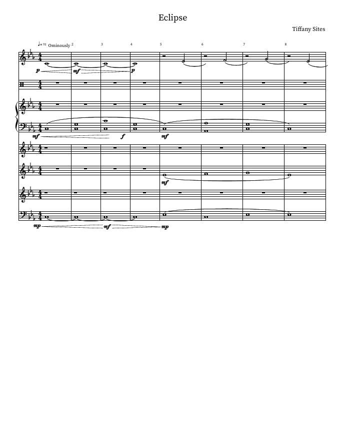 Sheet music titled 'Eclipse' by Tiffany Sites.