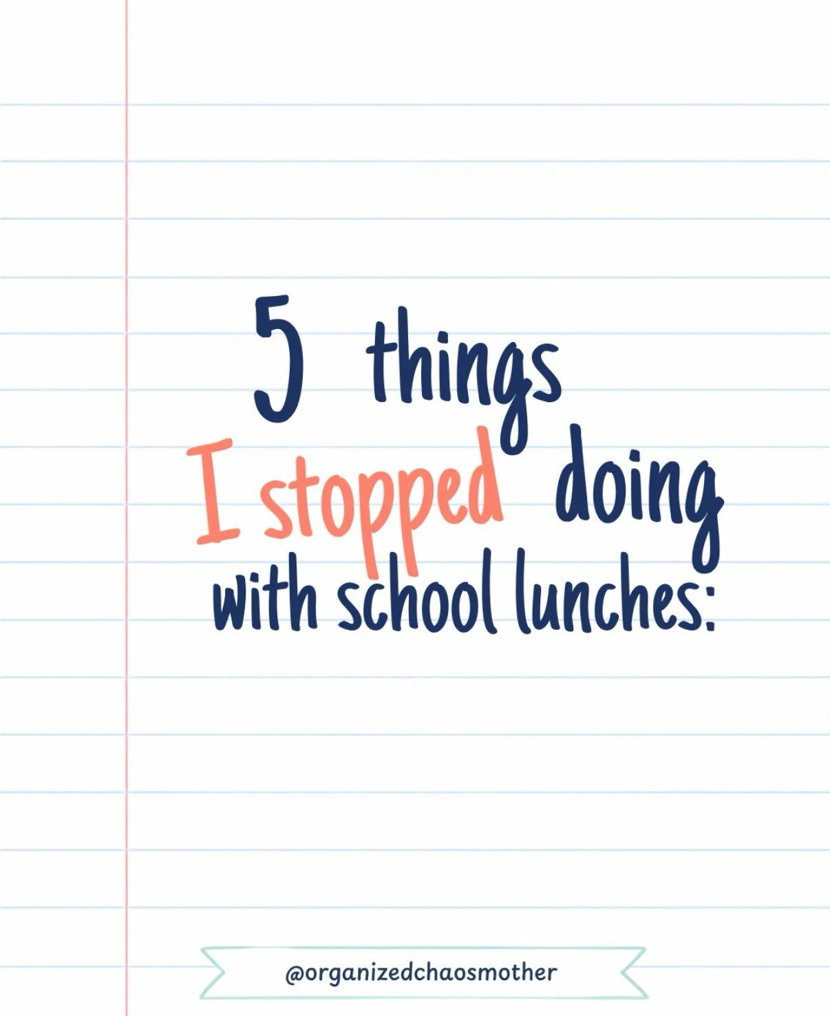 Things I stopped doing with school lunches:

❌ Trying to pack something different every day
❌ Constantly searching for new lunch ideas
❌ Expecting every lunch to be perfectly balanced/Pinterest-worthy
❌ Making everything from scratch
❌ Treating schoo