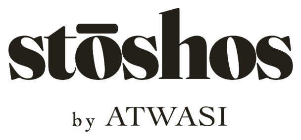 Logo for Stoshos by ATWASI, featuring stylized text with a leaf integrated into the letter 'o'.