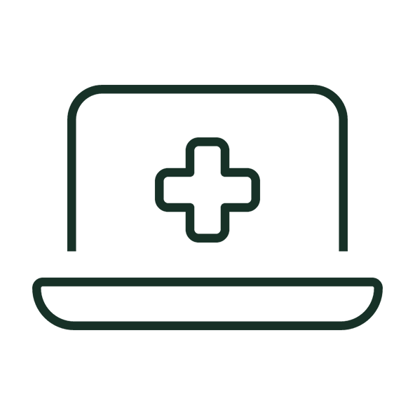Icon of a laptop with a medical cross for Virtual Care at Begin Behavioral Health with Dr. Shaynna DiGiovanni in Bergen County, NJ